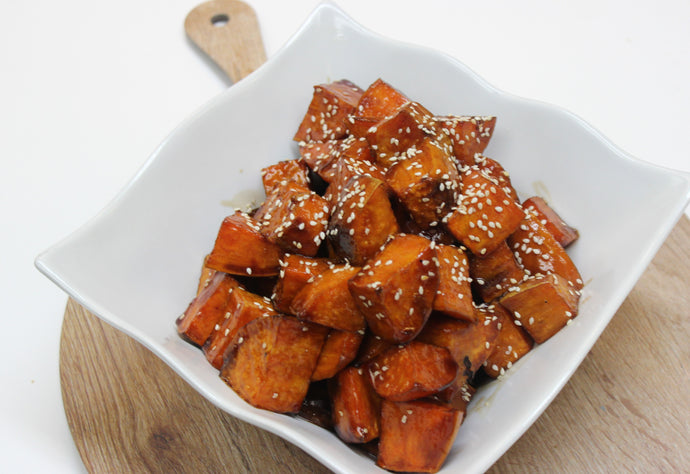 Honey sweet potato side dish made by Ely's Fine Foods