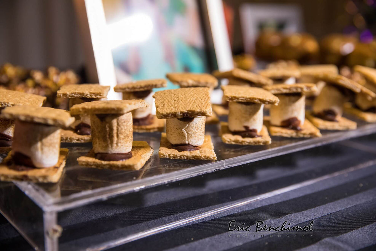 S'mores on display at a dessert table catered by Ely's Fine Foods 