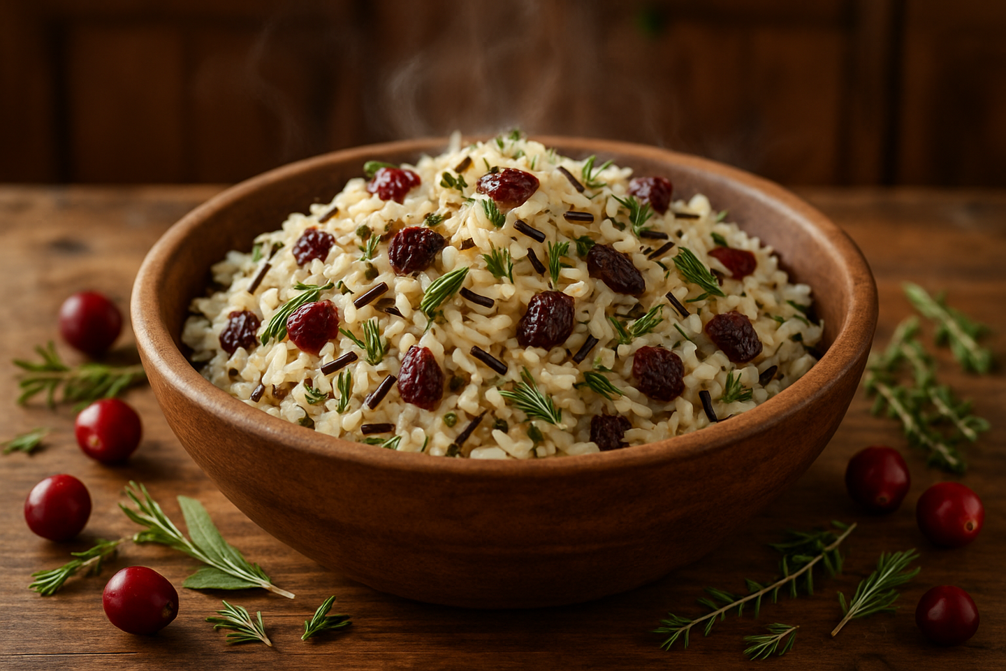 rice with cranberries and herbs